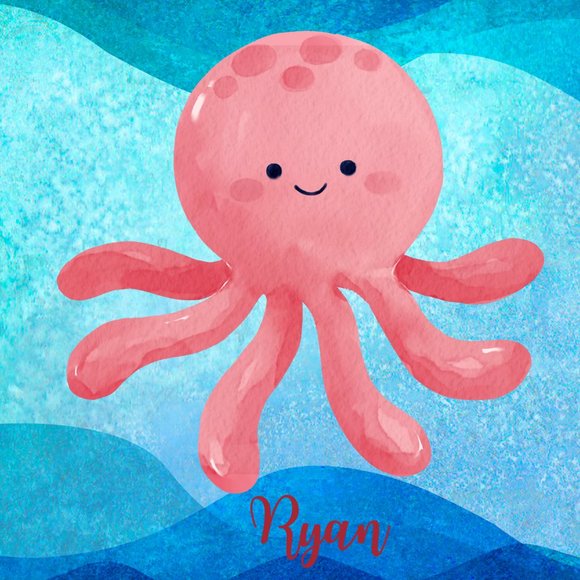 Custom Sea Animal Name Art For Baby and Children's Room 8x10 Canvas or Print - Picture 10 of 12